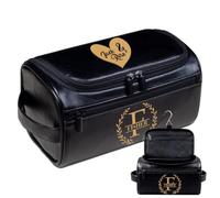 Lousrion Borsa da toilette personalizzata da uomo, borsa da viaggio in pelle personalizzata con nome inciso, kit dopp da uomo regalo per testimoni dello sposo, marito, papà, fidanzato, festa del papà