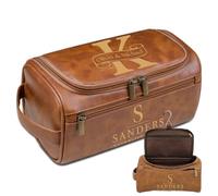 Lousrion Borsa da viaggio in pelle con incisione personalizzata, borsa da viaggio personalizzata per articoli da toeletta da uomo con iniziali del nome, regalo per testimoni dello sposo, testimone