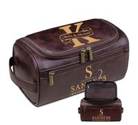 Lousrion Borsa da viaggio in pelle con incisione personalizzata, borsa da viaggio personalizzata per articoli da toeletta da uomo con iniziali del nome, regalo per testimoni dello sposo, testimone