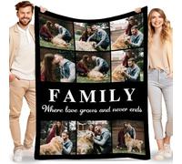 Lousrion Coperta con foto collage personalizzata con testo, copriletto personalizzato per famiglia, amante, compleanno, matrimonio, Natale, giorno della memoria