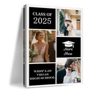 Lousrion Opere d'arte su tela personalizzate con 3 foto e testo di laurea, regalo artistico da parete personalizzato per laureati, amici di famiglia o ricordo di animali domestici