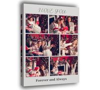 Lousrion Tela fotografica personalizzata con spazio per sei immagini e messaggi, perfetta per la casa e un regalo sentimentale per vacanze o celebrazioni