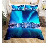 Loussiesd Aurora, set di biancheria da letto Aurora Borealis Northern Lights copripiumino, motivo paesaggio astronomico, 2 pezzi per letto singolo, decorazione regalo