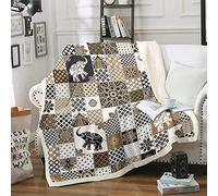 Loussiesd Bohemian Sherpa Coperta in pile 150 x 200 cm Boho Mandala stampa 3D Elefante con griglia geometrica per adulti, vintage, indiano, tribale, Fuzzy, coperta per divano letto, divano, coperta