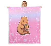 Loussiesd Capybara - Coperta in pile Sherpa per divano, super morbida e accogliente, in pile kawaii, per l'inverno, per amanti degli animali, regina, 228 x 228 cm, per tutte le stagioni