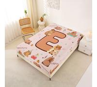 Loussiesd Cartone Animato Capybara Lenzuolo con angoli 160x200cm Lettera Iniziale E Lenzuolo a fodera Per Ragazzi Ragazze Carini Animali Coprimaterasso Decorazione Tutta La Stagione