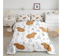 Loussiesd Cartoon Capybara Comforter Set Carino Capybara Comforter Set Bambini Bambino Carino Capybara Animal Comforter Kawaii Set Trapunta Traspirante Set 2 Pz 135x200cm