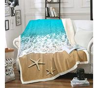 Loussiesd Coperta a tema spiaggia per letto divano da viaggio oceano mare to coperta in pile stella marina coperta singola hawaiana spiaggia Sherpa coperta estate vacanza bambino bambino