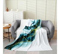 Loussiesd Coperta in flanella blu astratta in peluche, effetto ombré, per ragazzi e ragazze, semplice, moderna, geometrica, leggera, per divano, letto matrimoniale, 228 x 228 cm, per letto e poltrona
