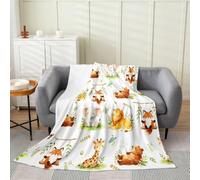 Loussiesd Coperta in flanella con animali della foresta del bosco, coperta in pile per ragazzi e ragazze, leggera, 76 x 101 cm, per letto, divano, sedia, soggiorno