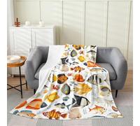 Loussiesd Coperta in flanella con pesce marlin, coperta in pile per bambini, pesca e caccia, leggera, per divano, natura, animali marini, 101 x 127 cm, per letto, divano e soggiorno