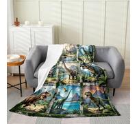 Loussiesd Coperta in peluche a forma di dinosauro, per letto singolo, 127 x | Coperta in flanella con stampa digitale 3D, motivo: dinosauro della giungla, per tutte le stagioni, per divano, letto, divano