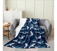 Loussiesd Coperta in peluche a forma di squalo, per amanti degli squali, 101 x 127 cm, con animali subacquei, per tutte le stagioni, per divano, letto, divano, nautico, decorazione per camera da letto