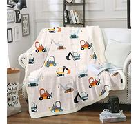 Loussiesd Coperta in peluche per escavatore, per letto, divano, da viaggio, per reticolo, in pile, ultra morbida, decorazione per la stanza, coperta sherpa, doppia 152,4 x 200,7 cm