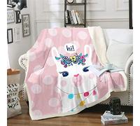 Loussiesd Coperta in peluche rosa a pois con lama e alpaca, 76 x 101 cm, calda, in microfibra, reversibile, isolamento multistrato, perfetta per bambini, ragazze, divano, letto, campeggio, regalo