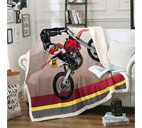 Loussiesd Coperta in pile 3D per motocross Racer Extreme Sports coperta in pile per bambini e ragazzi da corsa in moto coperta in peluche coperta per divano letto divano letto singolo 150 x 150 cm