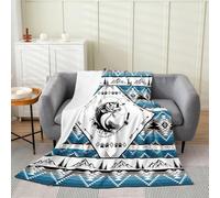 Loussiesd Coperta in pile a forma di pesce, coperta in flanella per pesca, caccia, peluche, pelosa, western, per letto, divano, sedia, soggiorno, azteco sudoccidentale, 101 x 127 cm, decorazione per