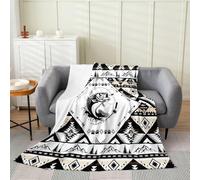 Loussiesd Coperta in pile a forma di pesce, coperta in flanella per pesca, caccia, peluche, pelosa, western, per letto, divano, sedia, soggiorno, azteco sudoccidentale, singolo, 127 x 152 cm
