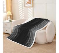 Loussiesd Coperta in pile a righe bianche, 101 x 127 cm | Coperta in sherpa geometrica per bambini, donne, uomini, peluche, sfocata, effetto ombré, per letto, divano, sedia, soggiorno