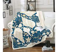Loussiesd - Coperta in pile a tema oceano creatura coperta per letto divano mare mare mare mare mare mare mare mare mare mare mare mare mare mare singolo 127 x 152 cm