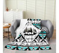 Loussiesd Coperta in pile con cervo per caccia al cervo, coperta in flanella pelosa per letto, divano, sedia, soggiorno, azteco sudoccidentale, 101 x 127 cm, grigio, verde, bianco, decorazione per