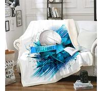 Loussiesd - Coperta in pile con motivo a pallavolo, per divano, letto, camera da letto, giochi di pallavolo, coperta con motivo geometrico a righe, 76,2 x 101,6 cm