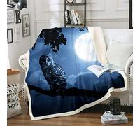 Loussiesd Coperta in pile con stampa di gufi, motivo moos, per sedia, divano, divano 3D, coperta sfocata, antimacchia, albero rami, decorazione per camera singola, 127 x 152 cm