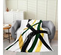 Loussiesd Coperta in pile di flanella nera, oro, verde, moderna, astratta, geometrica, singola, 127 x 152 cm, minimalista, in pile neutro, per bambini, donne, uomini, per letto, divano, soggiorno