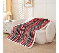Loussiesd Coperta in pile ombré nero e rosso, 101 x 127 | Coperta Sherpa a righe per bambini, donne, uomini, peluche pelosa, moderna, per letto, divano, sedia, soggiorno