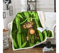 Loussiesd - Coperta in pile per bambini, motivo scimmia, con animali selvatici, per divano, camera da letto, 76,2 x 101,6 cm
