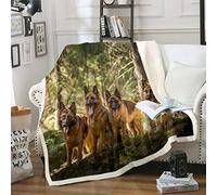 Loussiesd Coperta in pile per cani con pastore tedesco in peluche,per divano letto,cane e cane con cane in 3D,coperta per animali domestici,coperta sfocata,per la camera matrimoniale,150 x 180 cm