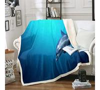 Loussiesd Coperta in pile Sherpa con delfini, a tema marino, per divano, letto, divano, decorazione per letto hawaiano, per letto matrimoniale, 152,4 x 200,7 cm