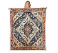 Loussiesd Coperta in pile Sherpa con design dei nativi americani del sud-ovest del sud-ovest geometrico, super morbida e accogliente, in pile bohémien, per l'inverno, 101 x 127 cm, per tutte le