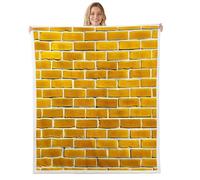 Loussiesd Coperta in pile Sherpa con motivo a mattoni gialli, super morbida e accogliente, per l'inverno, lussuosa, per letto matrimoniale, 228 x 228 cm, per tutte le stagioni