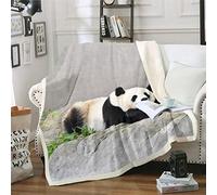 Loussiesd Coperta in Pile Sherpa Con Motivo Panda - Ultra Morbida per Divano e Letto - Decorazione in Stile Cartone Animato - Design Con Orso Gigante - Coperta Pelosa