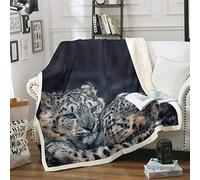 Loussiesd Coperta in pile Sherpa leopardato con stampa di ghepardo, coperta in pile con motivo animali selvatici, per divano e letto, coperta pelosa 3D, ultra morbida, per letto matrimoniale, 152,4 x