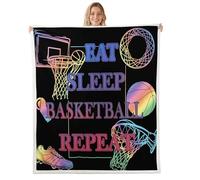 Loussiesd Coperta in pile Sherpa per ragazze e ragazzi con pallacanestro, 101 x 127 cm, per videogiochi, sport, giochi pelosi, per letto, divano, sedia, soggiorno, regalo per gli amanti del basket