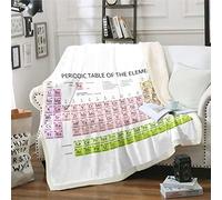 Loussiesd Coperta in pile Tabella Periodica degli Elementi per divano e letto, in morbido fleece, coperta a tema chimica, con numero atomico, simbolo e peso, moderna e colorata, 76x102 cm