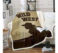 Loussiesd Coperta in pile western Decor Wild West a tema coperta per divano, divano da viaggio, stile cowboy, sherpa, antimacchia, design grunge, decorazione per stanza, 127 x 152 cm, aria