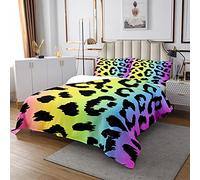 Loussiesd Coperta leopardata Ragazzi Pelle Animale Pelliccia Trapuntato Copriletto per Bambini Ragazze 3D Leopard Ghepardo Multicolor Quilt Set Chic Animali Selvatici Biancheria Da Letto 2 170X230cm
