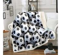 Loussiesd Coperta pelosa da calcio, 100% microfibra di poliestere, morbida e calda, 76,2 x 101,6 cm, verde, motivo cartone animato, reversibile, isolamento multistrato, coperta per bambini