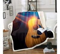 Loussiesd Coperta per chitarra a tema musicale,coperta in pile con motivo musicale,coperta in pile,per la stanza degli strumenti per chitarra elettrica,coperta in peluche,152,4 x 200,7 cm