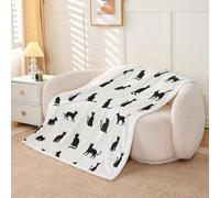 Loussiesd Coperta per divano letto queen size, 228 x 228 cm | Coperta in pile super morbida e accogliente con gatto nero, per l'inverno, regalo per amanti dei gatti per tutte le stagioni
