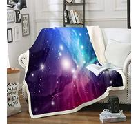 Loussiesd Coperta per galassia in pile con cielo stellato, resistente alle macchie, decorazione per camera King 221 x 238 cm, aria condizionata