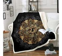 Loussiesd Coperta vintage Mandala Sherpa per uomo donna adulto hippie stile boho, coperta in pile con stampa floreale bohémien, coperta indiana esotica in peluche, coperta sfocata per bambino 76,2 x