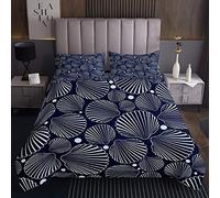 Loussiesd Copriletto trapuntato a conchiglia da spiaggia per ragazze ragazzi bambini Ocean Marine Theme Trapuntato Coverlet Creature del Mare Set Set Set Blu Hawaiian Sealife Trapuntato Singolo
