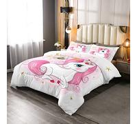 Loussiesd Copriletto trapuntato a forma di unicorno con cavallo da sogno per 4 stagioni, per bambini e ragazze, fantasia a tema unicorno, copriletto 230x220cmrosa, stile principessa, decorazione della