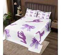 Loussiesd Copriletto trapuntato con fiocco, set per letto singolo, per ragazzi e ragazze, per ragazzi e ragazze, set di copriletto per danza classica, decorazione per la stanza da ballo, bianco e