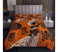 Loussiesd Copriletto trapuntato da donna nero copriletto etnico afro africano copriletto tradizionale esotico set boho tribale camera da letto collezione 3 pezzi240x220cm