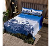Loussiesd Copriletto trapuntato da montagna con alberi di paesaggio naturale, trapuntato, per bambini, ragazzi, ragazze, in microfibra, per letto240x220cm